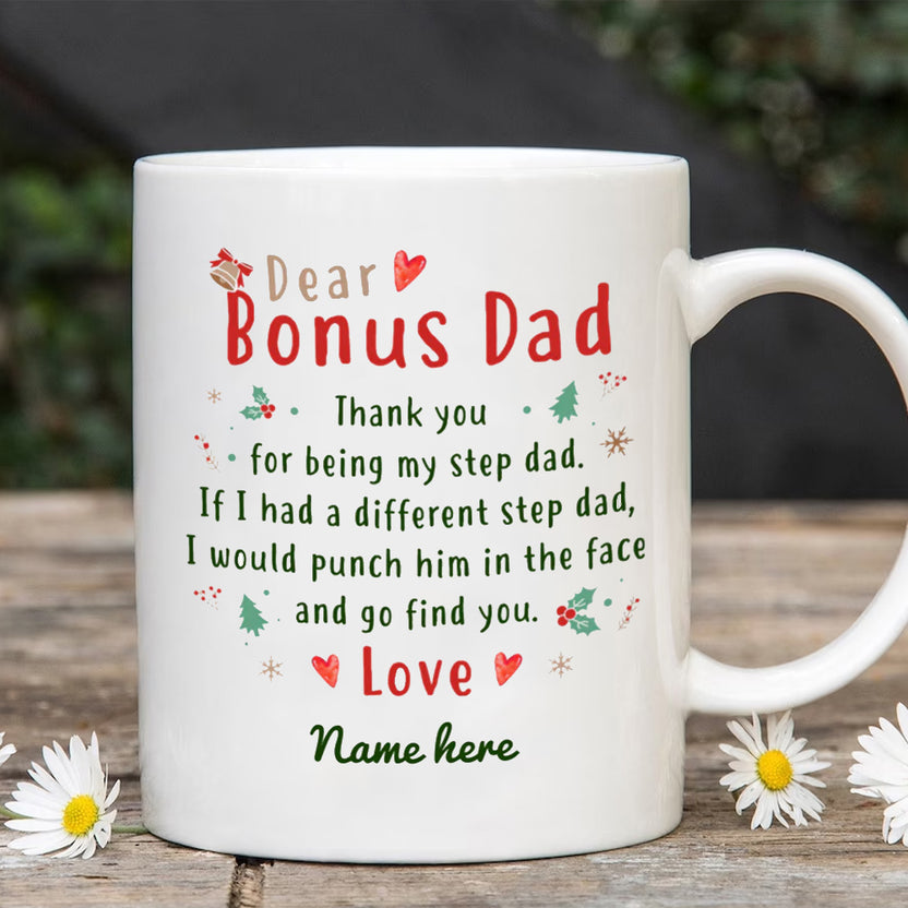 Personalized Bonus Dad Coffee Mug Thank You For Being My Step Dadd Cute Dad Daddy Mug Gifts For Step Parents From Bonus Kids Bonus Child Custom Color Change Mug Gifts Fathers Day Xmas