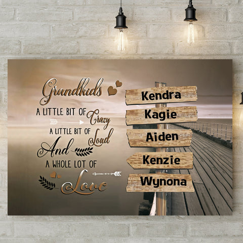 Gifts For Grandma, Street Sign Grandkids Grandparents Wooden River Wall , Personalized Canvas Wall Art, Gifts For Mimi From Grandchild, Poster Prints Home Decor, Gifts For Birthday