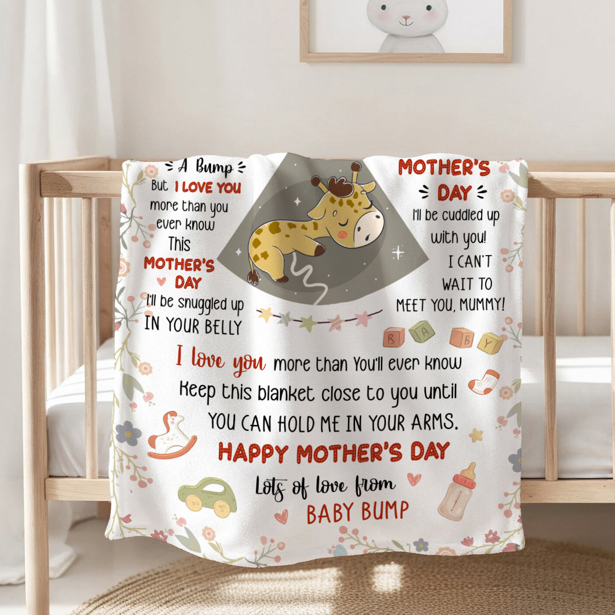 Mom To Be Gifts, I Can't Wait To Meet You 1st Mothers Day Baby Giraffe Sleeping In Mommy's Belly  Blanket, Gifts For New Mom