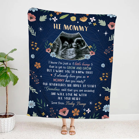 Mom To Be Gifts, Floral Printed With Baby's Sonogram Photo I Already Love You, Personalized Blanket, Gifts For New Mommy, Fleece Sherpa, New Mom Blanket For Mother's Day