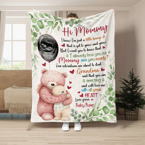 New Mom Gifts Ideas, I Already Love You Leaf Mommy Baby Bear With Balloon, Personalized Blanket, Gifts For Pregnant Wife Mommy, Fleece Sherpa, New Mom Blanket For Mother's Day