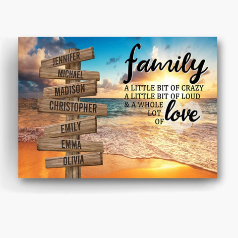 Personalized Canvas Wall Art For Mom Dad Grandma From Kids Grandkids Wooden Signs A Little Crazy Loud Sunset Custom Multi Name Poster Prints Home Decor Family Gifts For Mom Dad On Birthday
