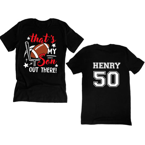 Personalized T-Shirt For Mommy From Son Boy Kids Football Gifts That's My Son Fan Football Family Mom Mother Football Games Day Custom Title And Number Short Sleeve Tops Tee Shirt