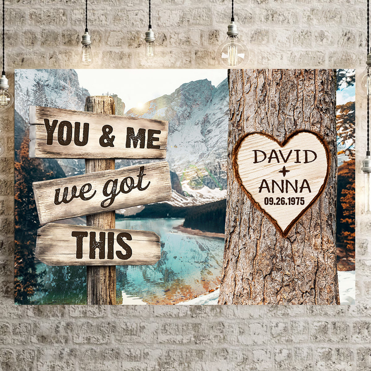 You & Me, We Got Rustic Wood Sign And Tree Heart Design, Personalized Canvas Wall Art, Gifts For Him Her From Darling, Poster Prints Wall Decor, Gifts For Valentine Anniversary