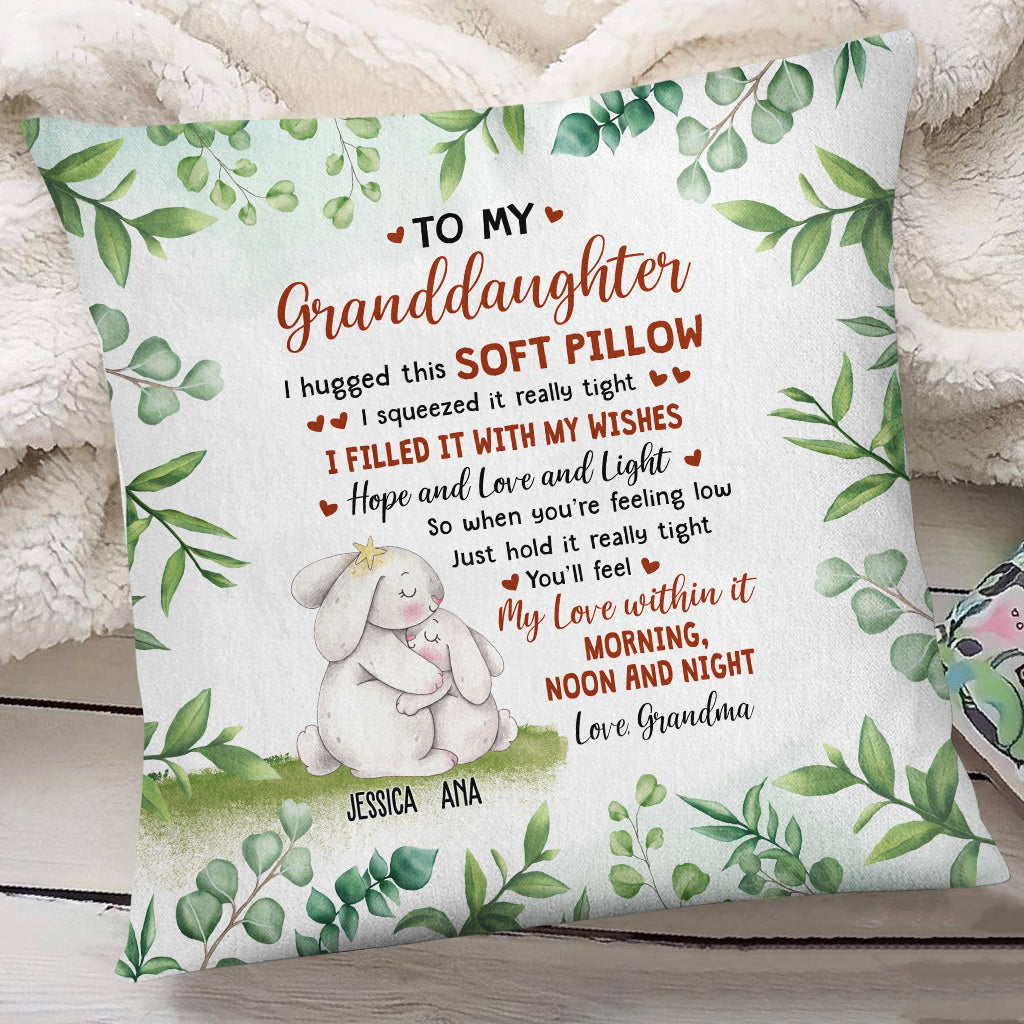 Personalized Square Pillow For Granddaughter Kids From Grandma Nana Gifts For Granddaughter You'll Feel My Love Within It Cute Bunny Custom Name Double Sided Sofa Couch Cushion On Birthday