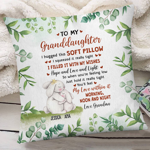 Personalized Square Pillow For Granddaughter Kids From Grandma Nana Gifts For Granddaughter You'll Feel My Love Within It Cute Bunny Custom Name Double Sided Sofa Couch Cushion On Birthday