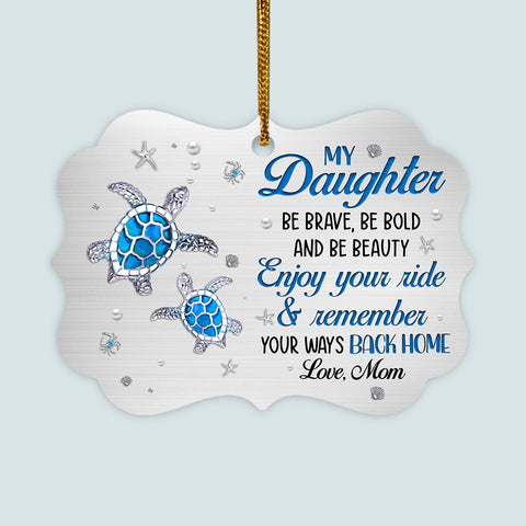 Cute Blue Turtle Enjoy Your Ride Jewelry Style Printed Aluminum Ornament, Holiday Christmas Tree Decor, Mom To Daughter Keepsake, Personalized Christmas Ornament, Gifts For Daughter