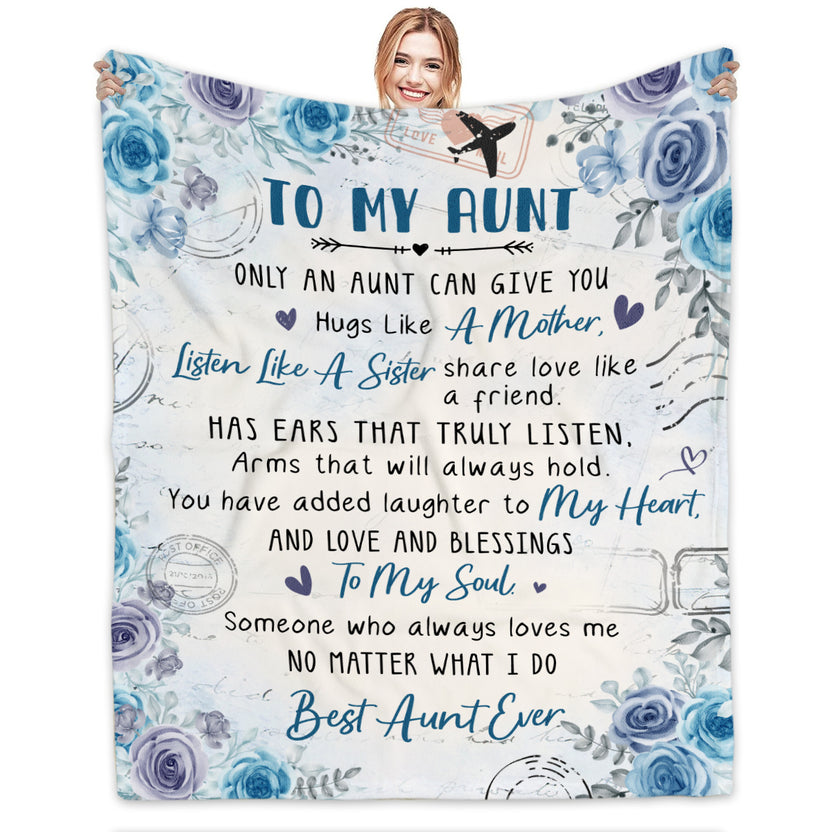 Personalized To My Aunt Bae Titi Blanket From Niece Nephew Bae Added Laughter To My Heart Floral Custom Name Gifts Ideas For Aunt Fleece Sherpa Blanket For Birthday Mother's Day