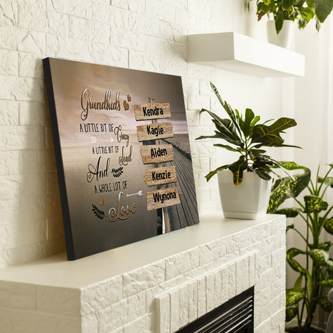 Gifts For Grandma, Street Sign Grandkids Grandparents Wooden River Wall , Personalized Canvas Wall Art, Gifts For Mimi From Grandchild, Poster Prints Home Decor, Gifts For Birthday