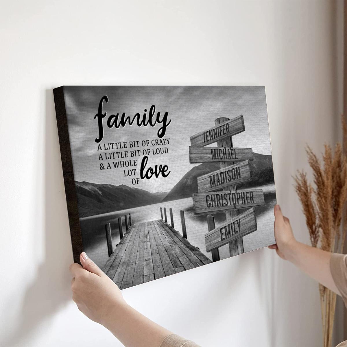 Personalized Canvas Wall Art For Mom Dad Grandma From Kids Grandkids A Little Of Crazy Loud And Lot Love Wooden Signs Custom Multi Name Poster Prints Home Decor Family Gifts For Birthday