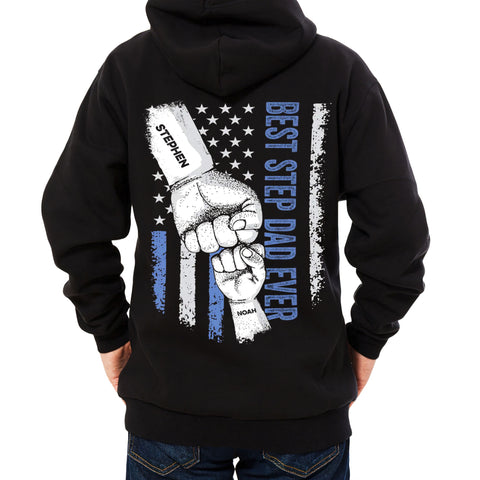Personalized To My Dad Shirt Funny Gifts For Dad From Daughter Son Step Dad Ever  Fist Bump Flag Back Side Printed Custom Name Short Sleeve Tops Tee Shirt For Birthday