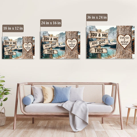 You & Me, We Got Rustic Wood Sign And Tree Heart Design, Personalized Canvas Wall Art, Gifts For Him Her From Darling, Poster Prints Wall Decor, Gifts For Valentine Anniversary