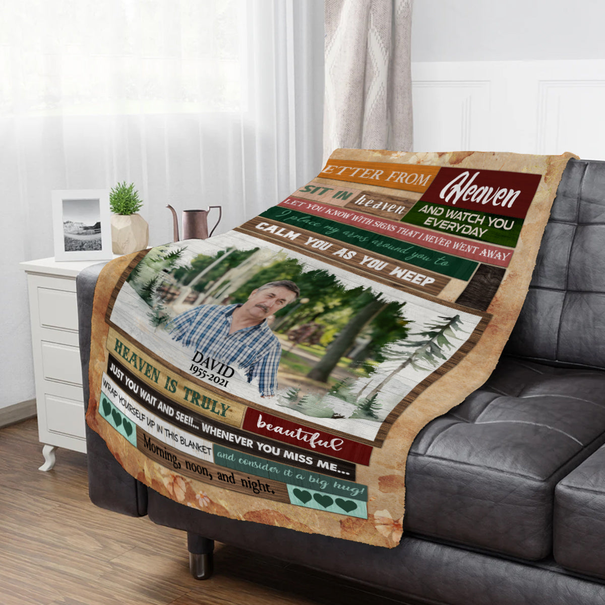 Personalized Memorial Blanket With Photo, In Heaven Love Letter Memorial Blanket , Loss Of Grandma Grandpa Fleece Sherpa, Condolence Gifts For Anniversary