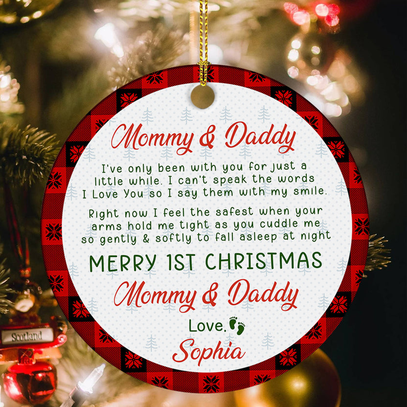 Personalized Ornament For Mommy Daddy To Be  New Parents Gifts Merry 1St Christmas As Mommy And Daddy Custom Name Tree Hanging Ornament Decoration For Christmas