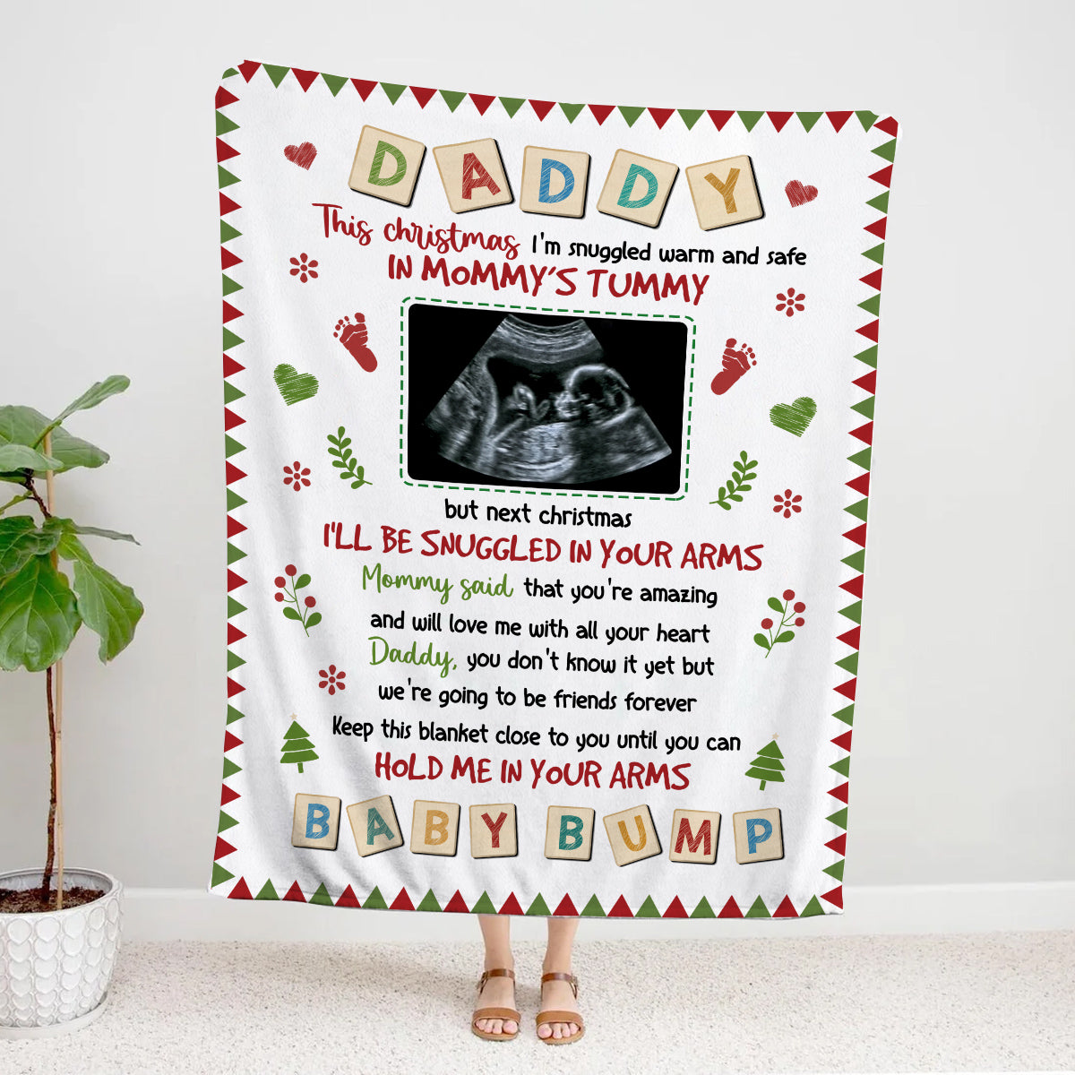 New Dad Gifts, This Christmas I'm Snuggled Warm And Safe In Mommy's Tummy Baby Ultrasound, Personalized Blanket, Gifts For New Daddy, Fleece Sherpa Blanket, Gifts For Xmas