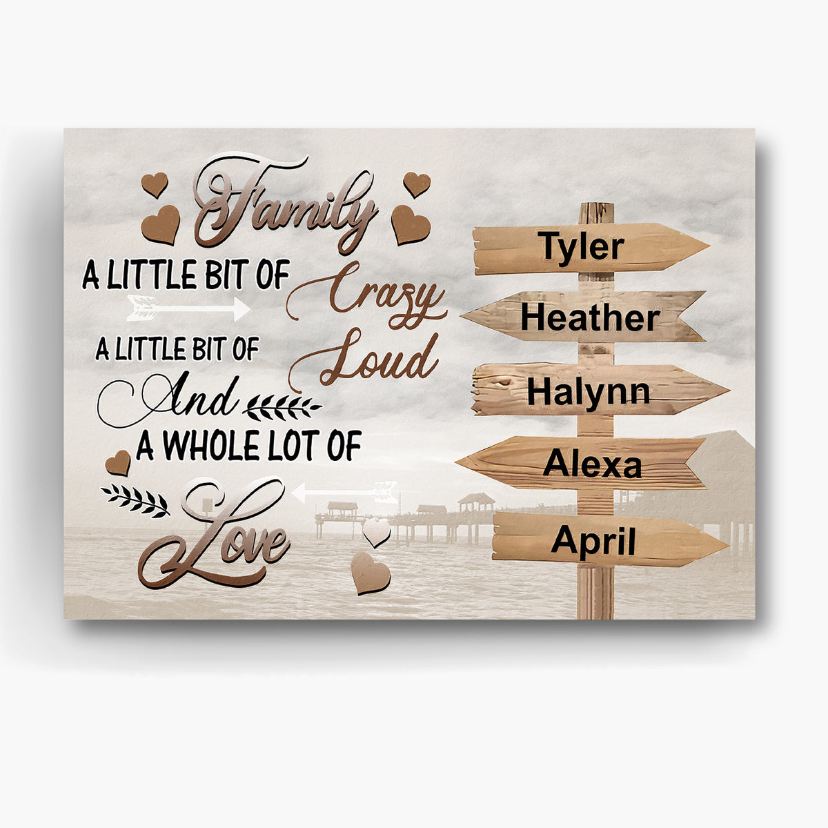 Personalized Canvas Wall Art For Parents From Kids Child Family A Little Bit Of Crazy Whole Lot Of Love Custom Multi Name Poster Prints Home Decor Family Gifts For Mom Dad On Christmas