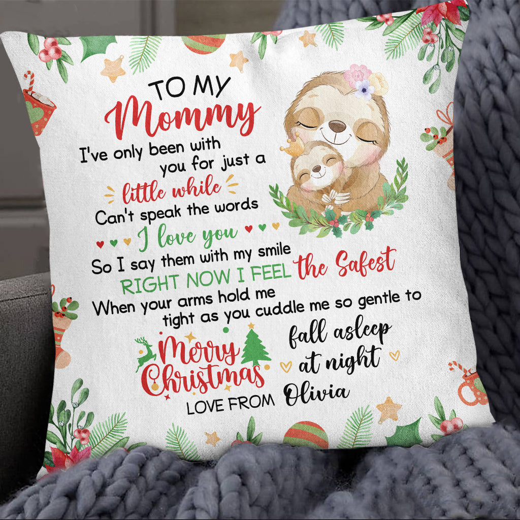 Personalized Square Pillow For New Mom From Newborn Baby Family Pregnancy Gifts Cute Sloth I've Only Been With You Xmas Decor Custom Name Double Sided Sofa Couch Cushion On Christmas