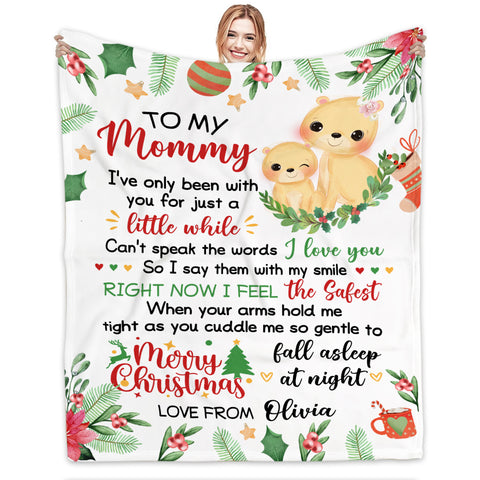 Personalized Blanket For New Mom From Newborn Baby Family Cute Lion I've Only Been With You Christmas Decorations Custom Name Gifts For Future Mom Fleece Sherpa Blanket For Christmas