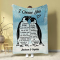 Mr And Mrs Gifts, Penguin Couple Silhouette Vintage I'd Find You & I'd Choose You, Personalized Blanket, Gifts For Him Her Honey, Custom Fleece Sherpa Blanket For Valentine Anniversary