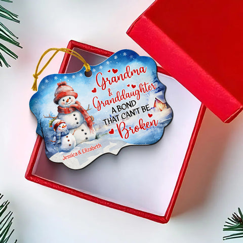 Grandma Gifts, Cute Grandma & Granddaughter A Bond That Can't Be Broken, Personalized Christmas Ornament, Gifts For Mimi From Grandkids, Xmas Tree Decoration Aluminum Ornament