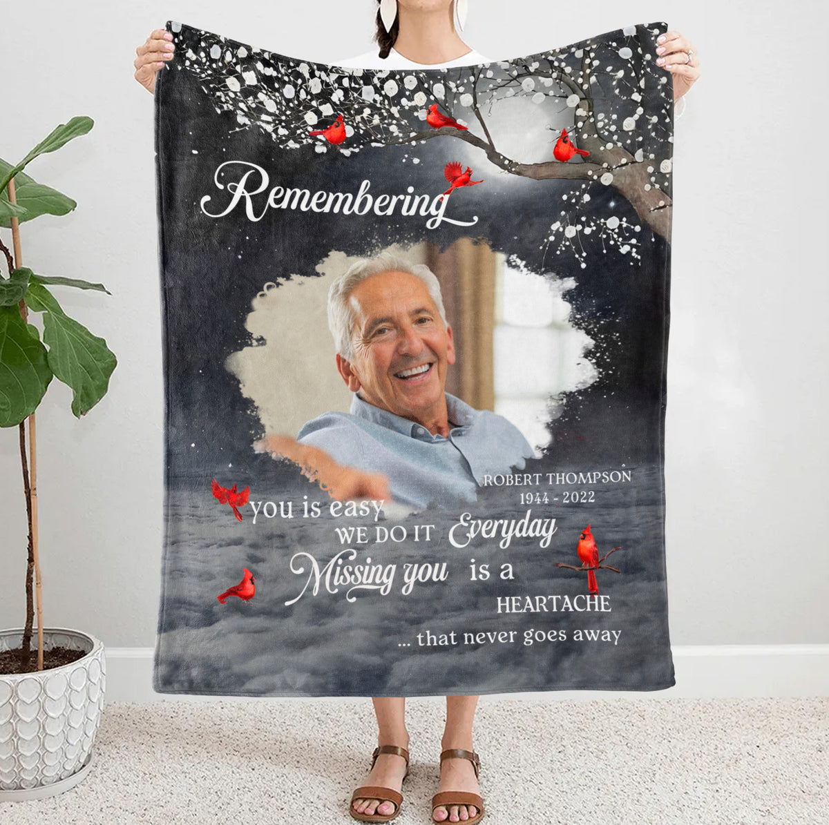 Memorial Gifts, Personalized Memorial Blanket With Photo, Remembering You Is Easy, Loss Of Grandma Grandpa Blanket, Fleece Sherpa, Remembrance Gifts For Anniversary