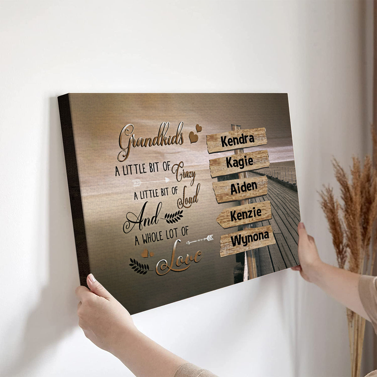 Gifts For Grandma, Street Sign Grandkids Grandparents Wooden River Wall , Personalized Canvas Wall Art, Gifts For Mimi From Grandchild, Poster Prints Home Decor, Gifts For Birthday