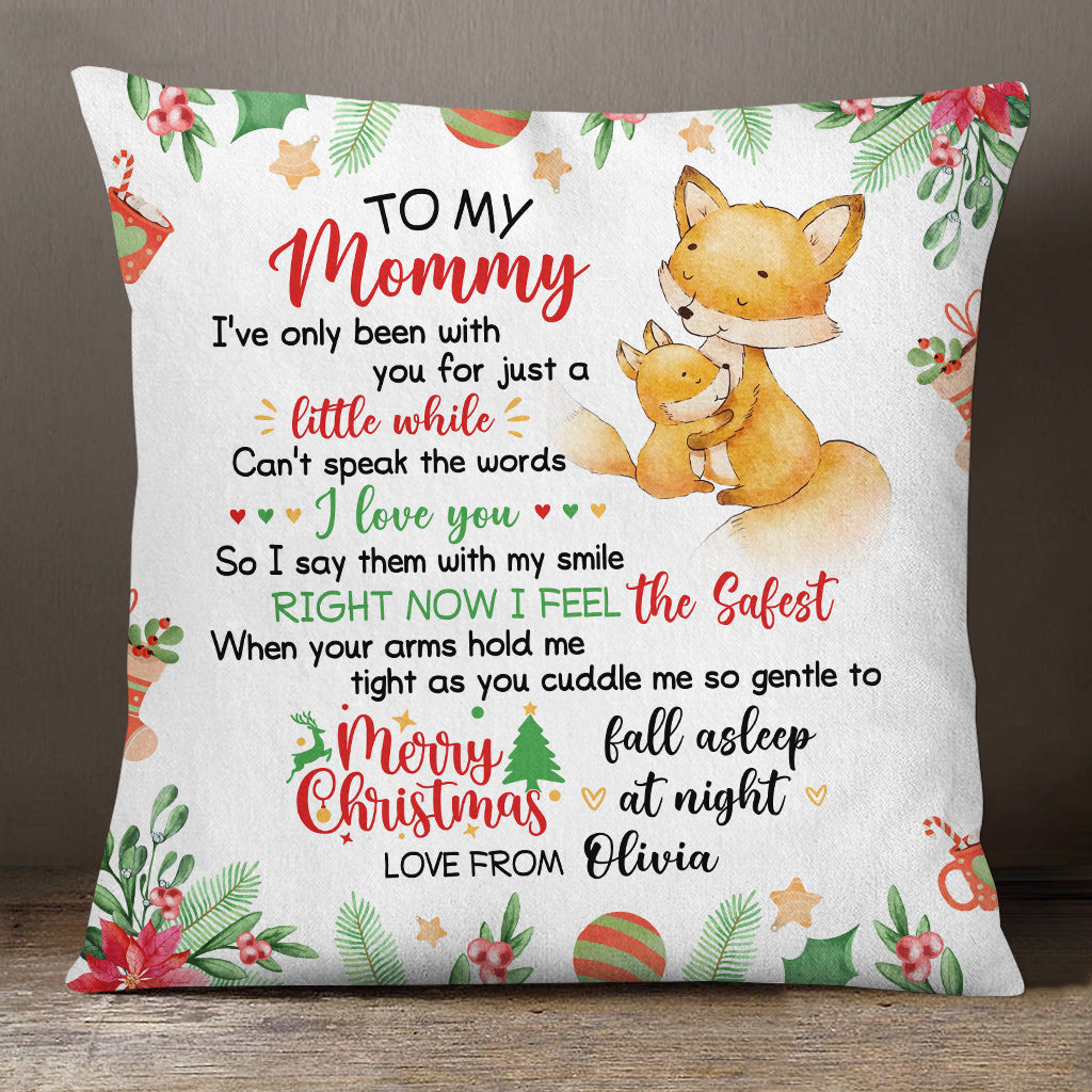 Personalized Square Pillow For New Mom Pregnancy Gifts Cute Fox I've Only Been With You Custom Double Sided Sofa On Christmas