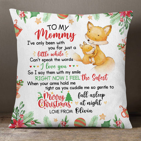 Personalized Square Pillow For New Mom Pregnancy Gifts Cute Fox I've Only Been With You Custom Double Sided Sofa On Christmas