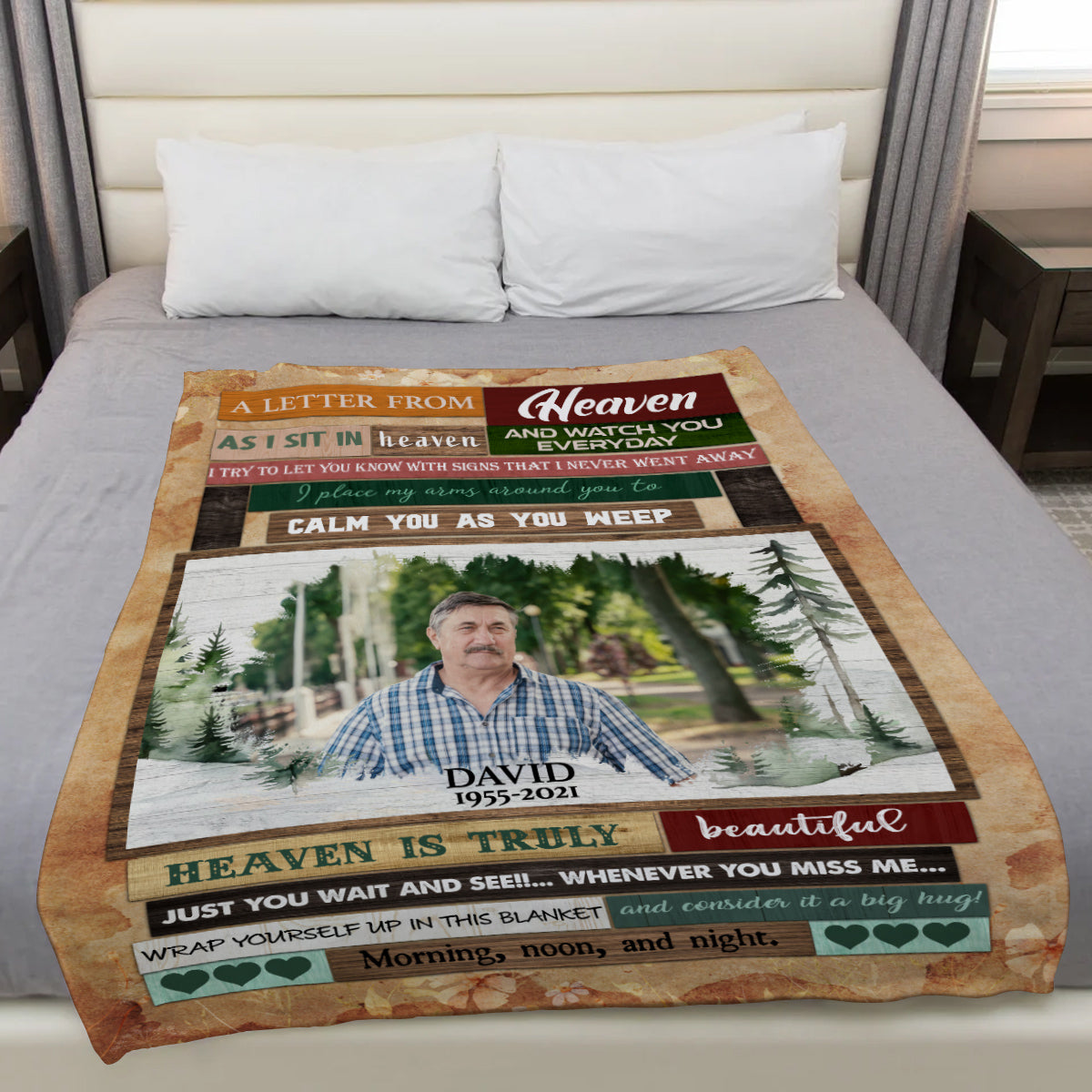 Personalized Memorial Blanket With Photo, In Heaven Love Letter Memorial Blanket , Loss Of Grandma Grandpa Fleece Sherpa, Condolence Gifts For Anniversary