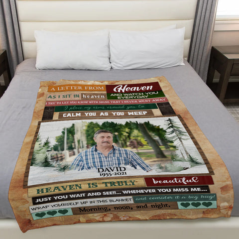 Personalized Memorial Blanket With Photo, In Heaven Love Letter Memorial Blanket , Loss Of Grandma Grandpa Fleece Sherpa, Condolence Gifts For Anniversary
