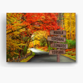 Personalized Canvas Wall Art For Mom Dad From Kids Street Sign Autumn Road Crossroads Family Horizontal Housewarming Custom Multi Name Poster Prints Home Decor Family Gifts For Parents