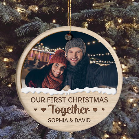 Couple Photo First Christmas Ornament, Custom Holiday Tree Decoration, Romantic Couple Keepsake, First Christmas Together Keepsake, Holiday Ornament Gifts For Him Her Honey Wife Husband