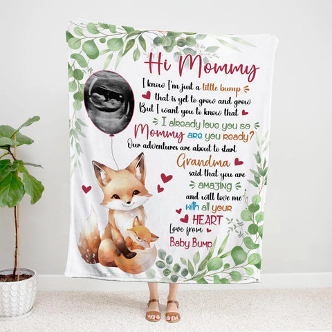 New Mom Gifts Ideas, I Already Love You Leaf Mommy Baby Fox With Balloon Botanical, Personalized Blanket, Gifts For New Mommy, Fleece Sherpa Blanket For Mother's Day