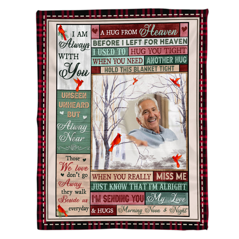 Memorial Gifts, Personalized Memorial Blanket With Photo, Hug From Heaven Im Sending You My Love Hugs, Loss Of Mom Dad Blanket, Fleece Sherpa, In Memory Of Gifts For Anniversary