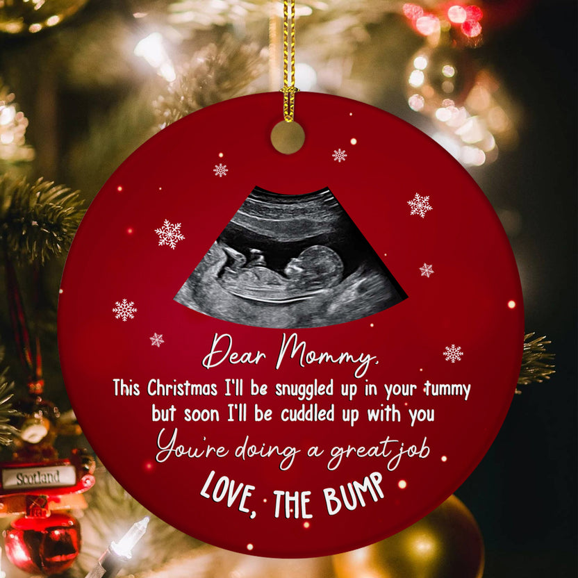 Mom To Be Gifts, This Christmas I'll Be Snuggled Upload Photo Ceramic Ornament, Personalized Photo Christmas Ornament, Gifts For Mom, Xmas Tree Decor, New Mom Keepsake, Gifts For Mother's Day
