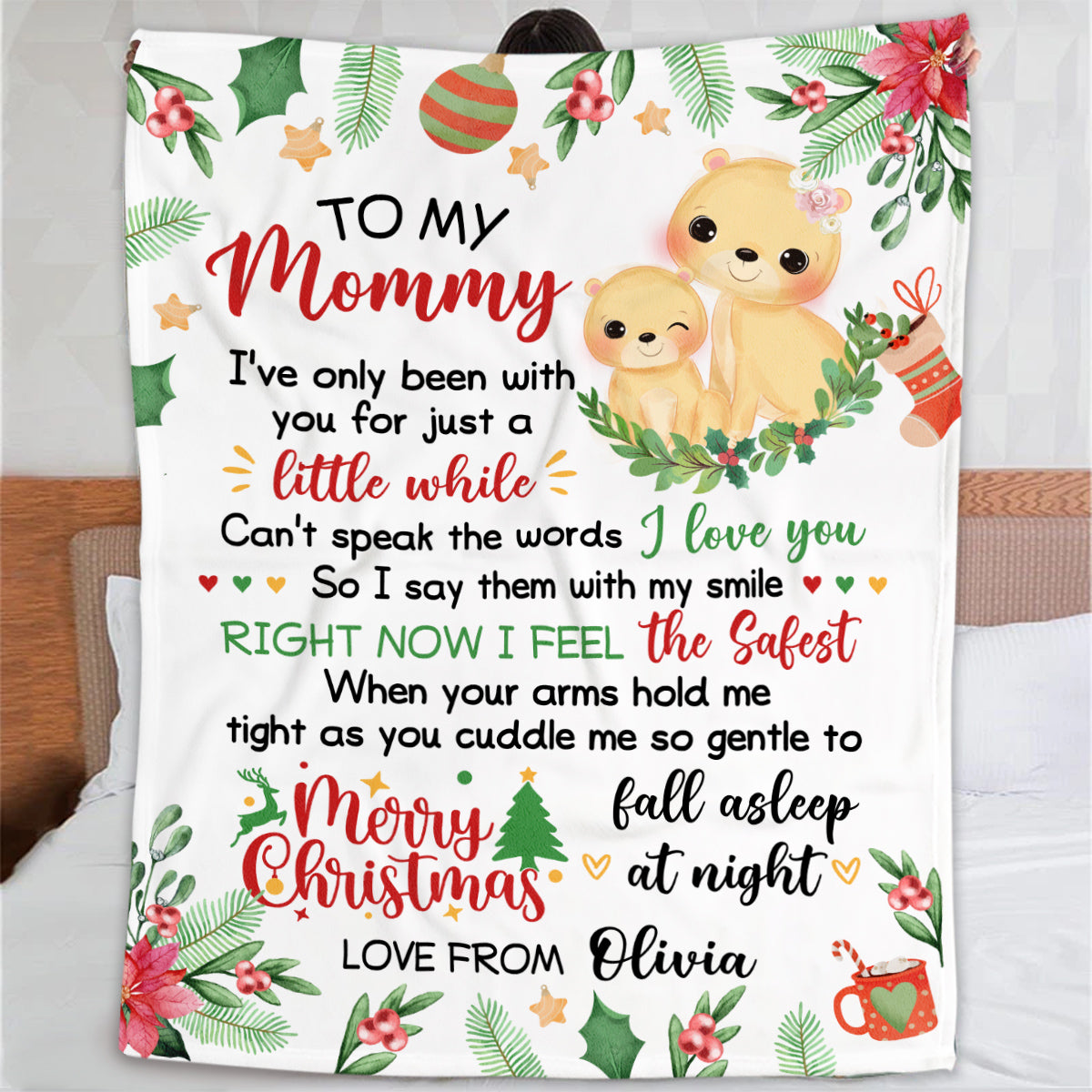 Personalized Blanket For New Mom From Newborn Baby Family Cute Lion I've Only Been With You Christmas Decorations Custom Name Gifts For Future Mom Fleece Sherpa Blanket For Christmas