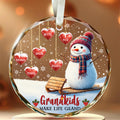 Grandma Gifts, Grandkids Make Life Grand Hearts With Names Snowflakes Grandma Grandpa Grandkids Circle Glass Ornament, Personalized Christmas Ornament, Gifts For Nana From Grandchildren