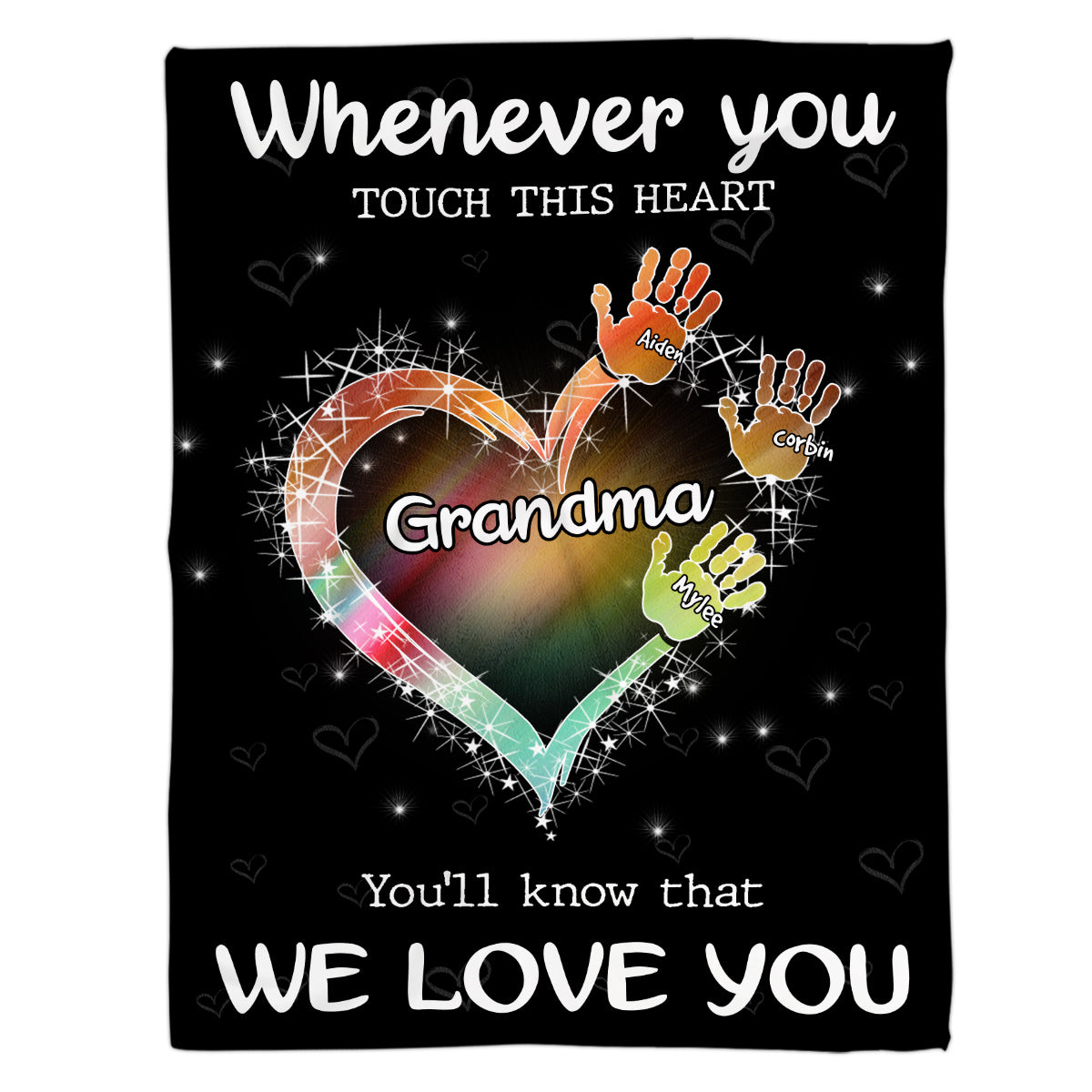 Gifts Ideas For Grandparents, Whenever You Touch This Heart Handprints, Personalized Blanket, Gifts For Gigi From Granddaughter, Custom Fleece Sherpa Blanket, Gifts For Christmas