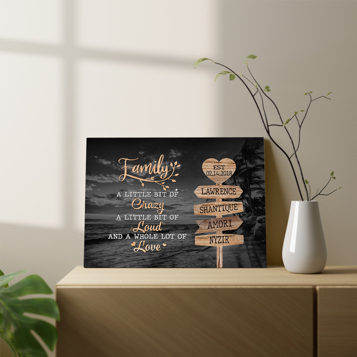 Unique Family Gifts, Family A Little Bit Of Crazy Heart Street Sign, Personalized Canvas Wall Art, Gifts For Parents, Poster Prints Home Decor, Family Wall Art, Gifts For Birthday Xmas