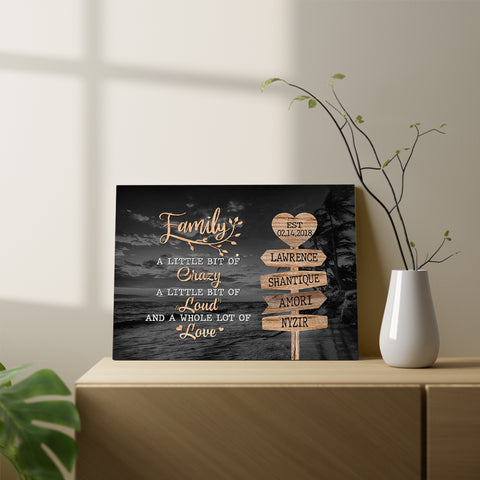 Unique Family Gifts, Family A Little Bit Of Crazy Heart Street Sign, Personalized Canvas Wall Art, Gifts For Parents, Poster Prints Home Decor, Family Wall Art, Gifts For Birthday Xmas