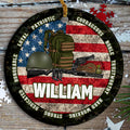 Personalized Veteran Ceramic Ornament, Custom Military Christmas Tree Plastic Ornament, Military Christmas Decor, Gift For Dad, Son, Husband