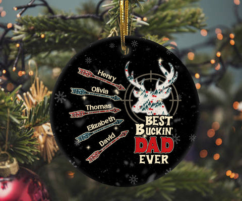 Personalized Christmas Ornament For Dad Father Daddy Funny Gifts For Dad From Daughter Son Kids  Buckin Dad Hunting Deer Arrows Custom Name Tree Hanging Ornament On Birthday Christmas Xmas
