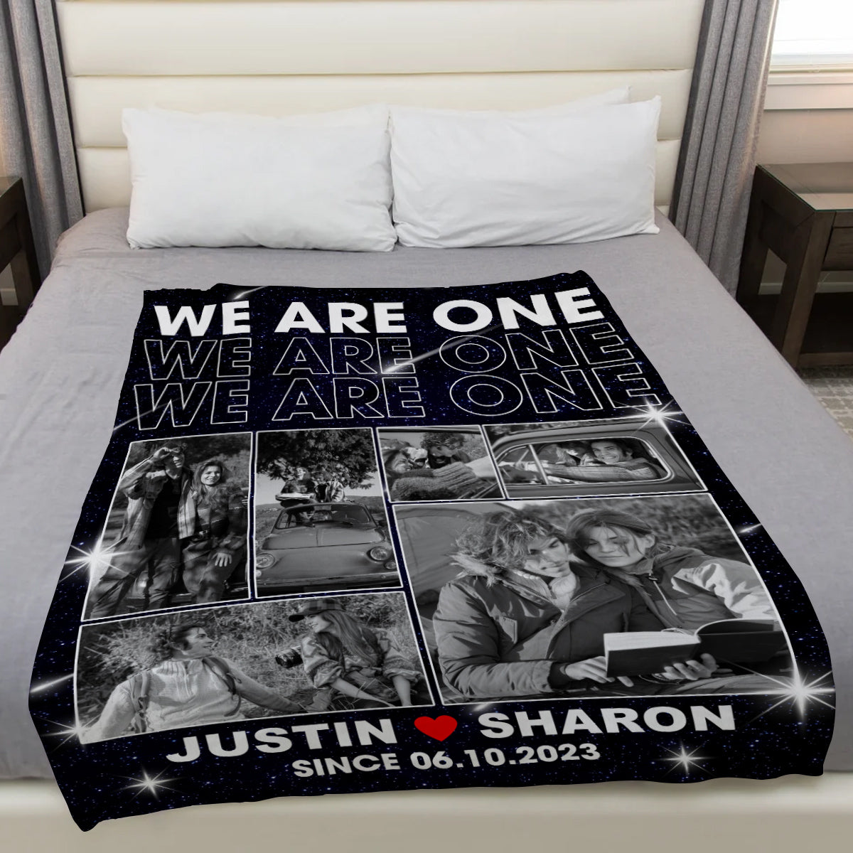We Are One Personalized Photo Custom Names And Since Date, Soft Blanket With Picture, Relationship Memory Gifts For Him Her, Custom Fleece Sherpa Blanket, Gifts For Valentine