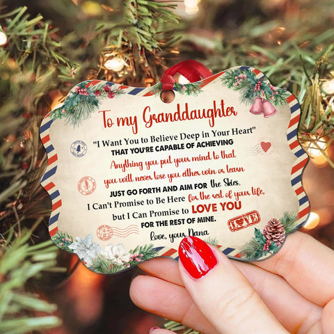 Granddaughter Gifts, Airmail Letter Just Go Forth And Aim For The Skies Medallion Aluminum Ornament For Baby From Mimi, Xmas Tree Decor, Gifts Holiday Winter Xmas Christmas Tree Hanging