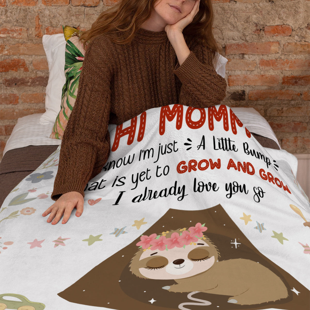 Mom To Be Gifts, I Already Love You Cute Baby Sloth Sleeping Ultrasound Mommy's Tummy , Personalized Blanket, Gifts For Mom To Be, Fleece Sherpa, New Mother Blanket For Mother's Day