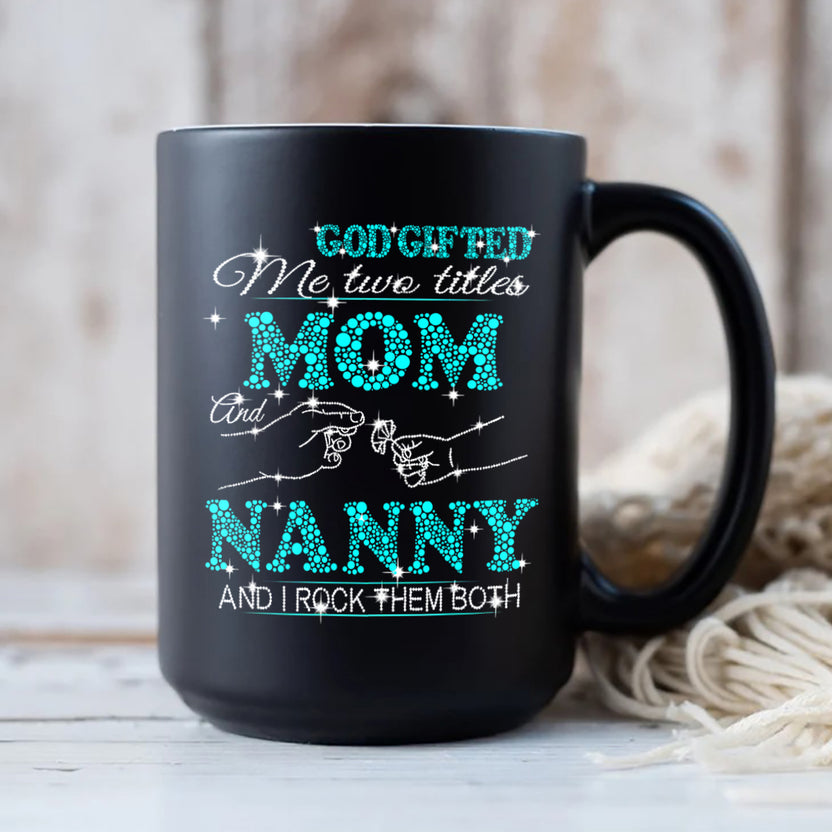 Personalized Coffee Mug For Gigi From Grandson God Gifted Me Two Tittles Mom Granny Custom Name Novelty Ceramic Cup 11 15Oz Gifts For Grandparents On Birthday Mothers Day Valentines Day