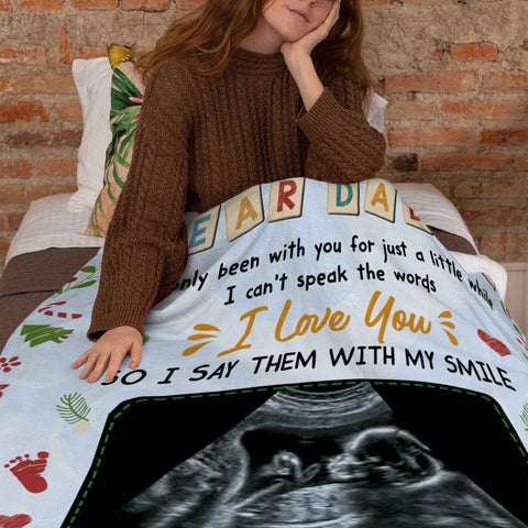 Dad To Be Gifts, Dear Daddy I've Only Been With You Baby Ultrasound, Personalized Blanket, Gifts For Future Dad To Be, Fleece Sherpa, Pregnancy Reveal Blanket, Gifts For Christmas