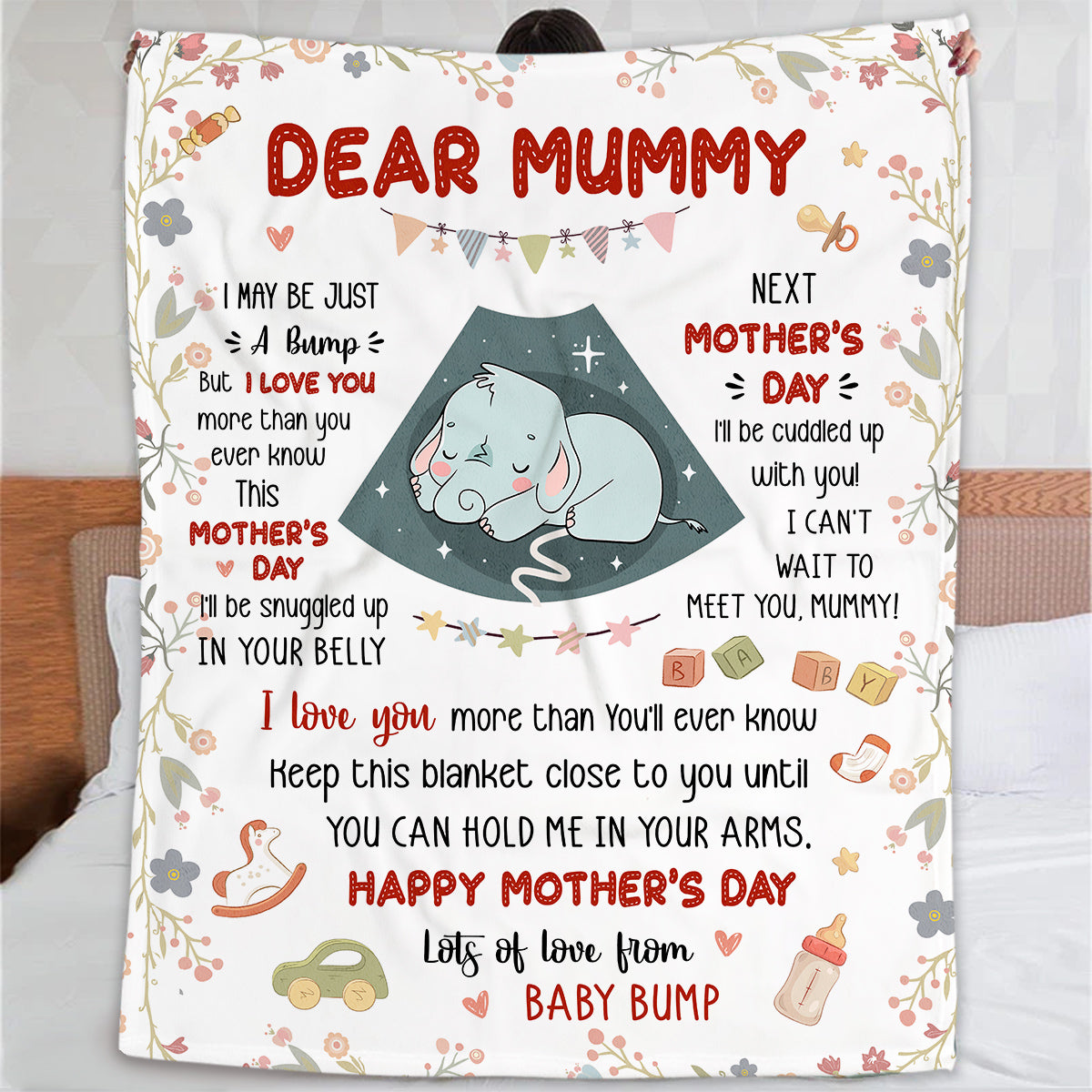 Mom To Be Gifts, Cute Baby Elephant Sleeping In Mommy's Belly Keep This Blanket Until Can Hold In Arms, Personalized Blanket, Gifts For New Mommy, Fleece Sherpa Mother's Day