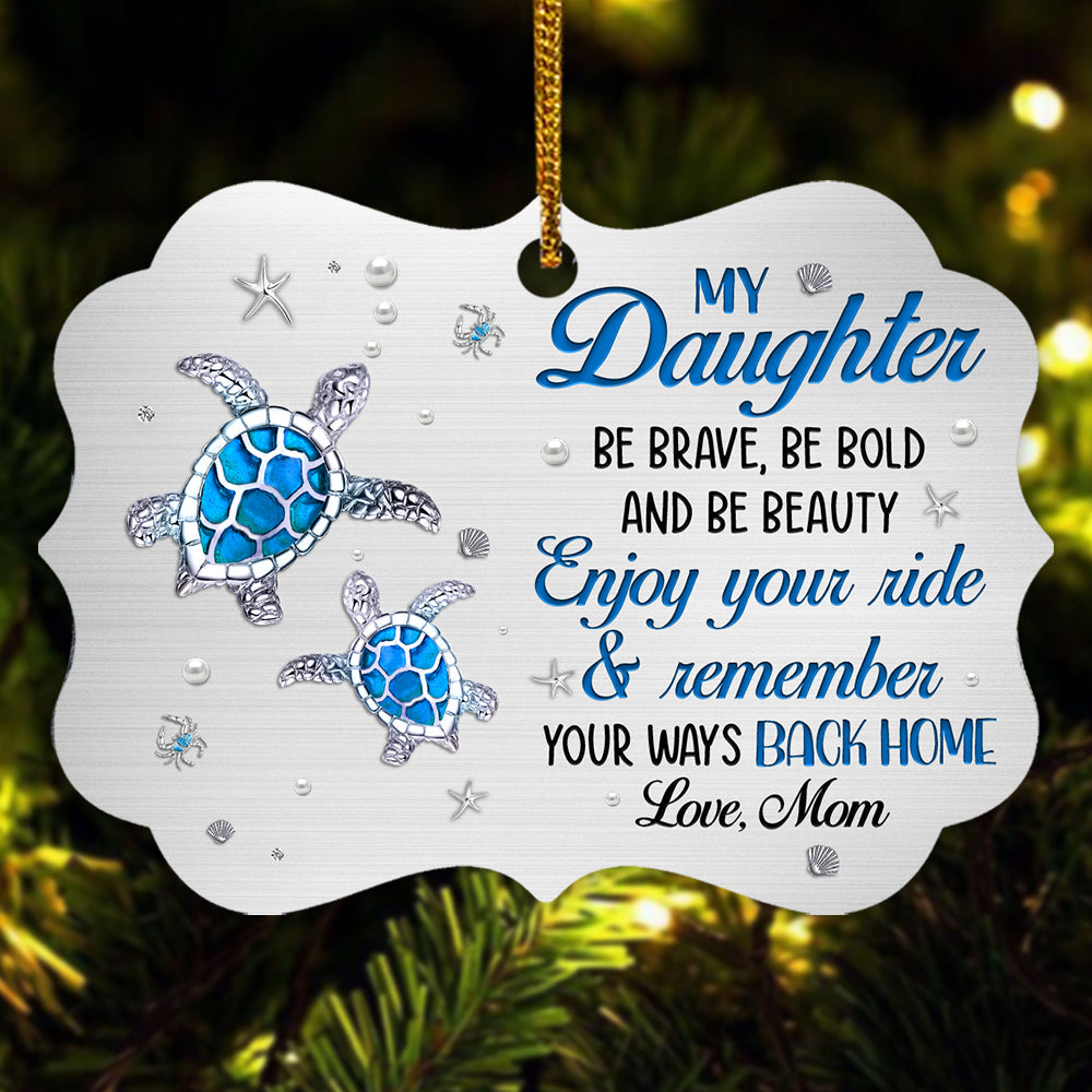 Cute Blue Turtle Enjoy Your Ride Jewelry Style Printed Aluminum Ornament, Holiday Christmas Tree Decor, Mom To Daughter Keepsake, Personalized Christmas Ornament, Gifts For Daughter