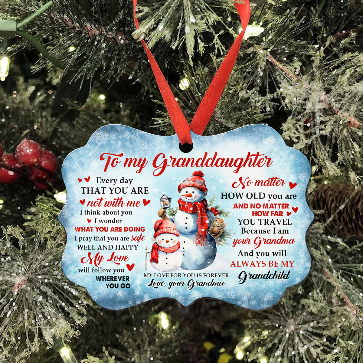 Granddaughter Gifts, Cute Grandma & Grandkid Together Snowflakes I Wonder What You Are Doing Medallion Aluminum Ornament For Baby From Mimi, Xmas Tree Decor, Gifts For Birthday Xmas